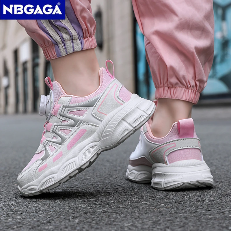 Girls Sports Shoes Lightweight Leather Kids Sneakers Casual Pink Fashion Children Anti-slip Walking Running Shoes - 6