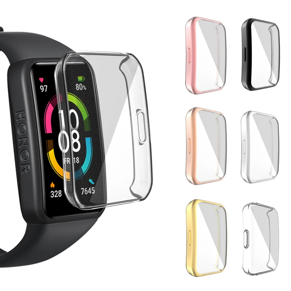 

Full Screen Protector Cases For Honor Band 6 7 Watch Case Soft TPU Protective Cover For Huawei Band 6 Bumper Silicone Strap