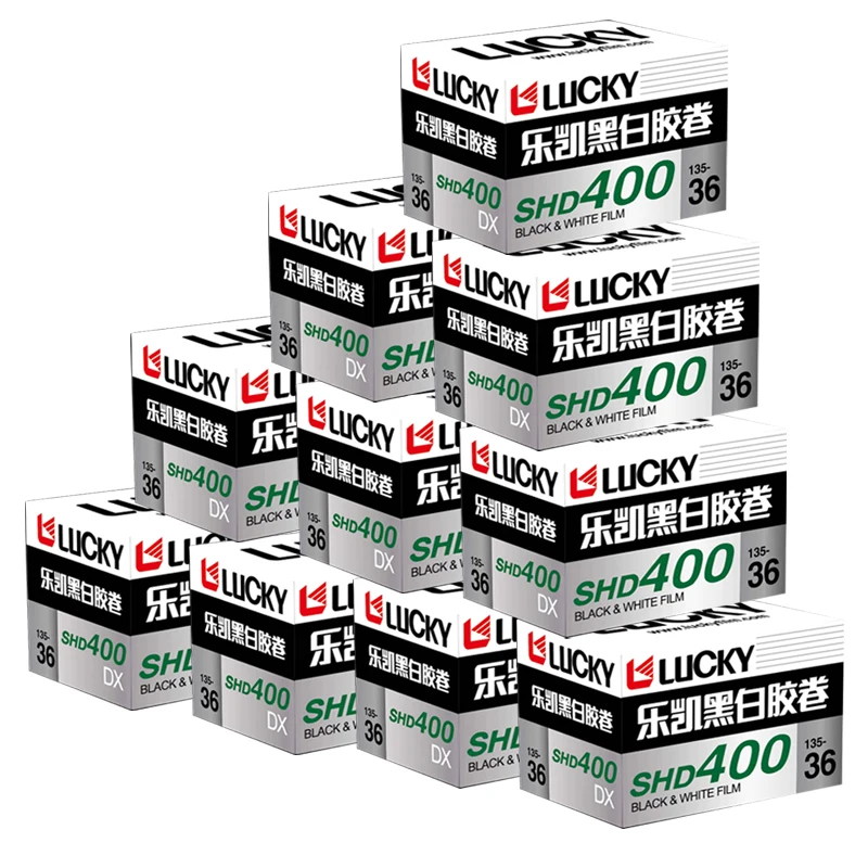 10롤 CHINA LUCKY SHD 400 135 흑백 필름 36매(DX 코드 포함) ISO 400, H35 M35 M38 F9 호환