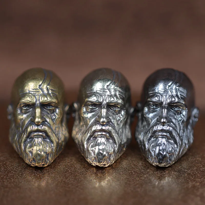 Long Bearded Spartan Warrior Brass Knife Beads EDC Outdoor DIY Paracord Woven Lanyard Pendants Bracelet Charms Jewelry Accessory