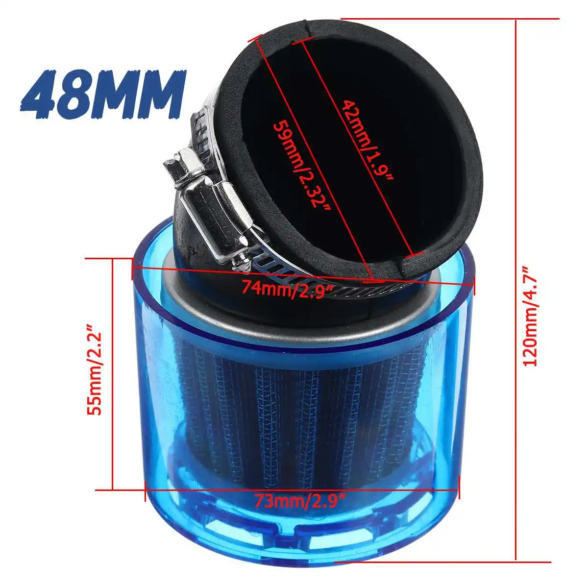 

48mm Bend Elbow Motorcycle Air Filter Cleaner Splash Proof For 125cc 140cc 150cc 250cc ATV Dirt Pit Bike Scooter