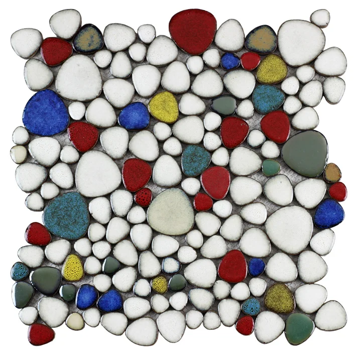 Colorful Pebble glazed ceramic mosaic tile for kitchen backsplash KTV