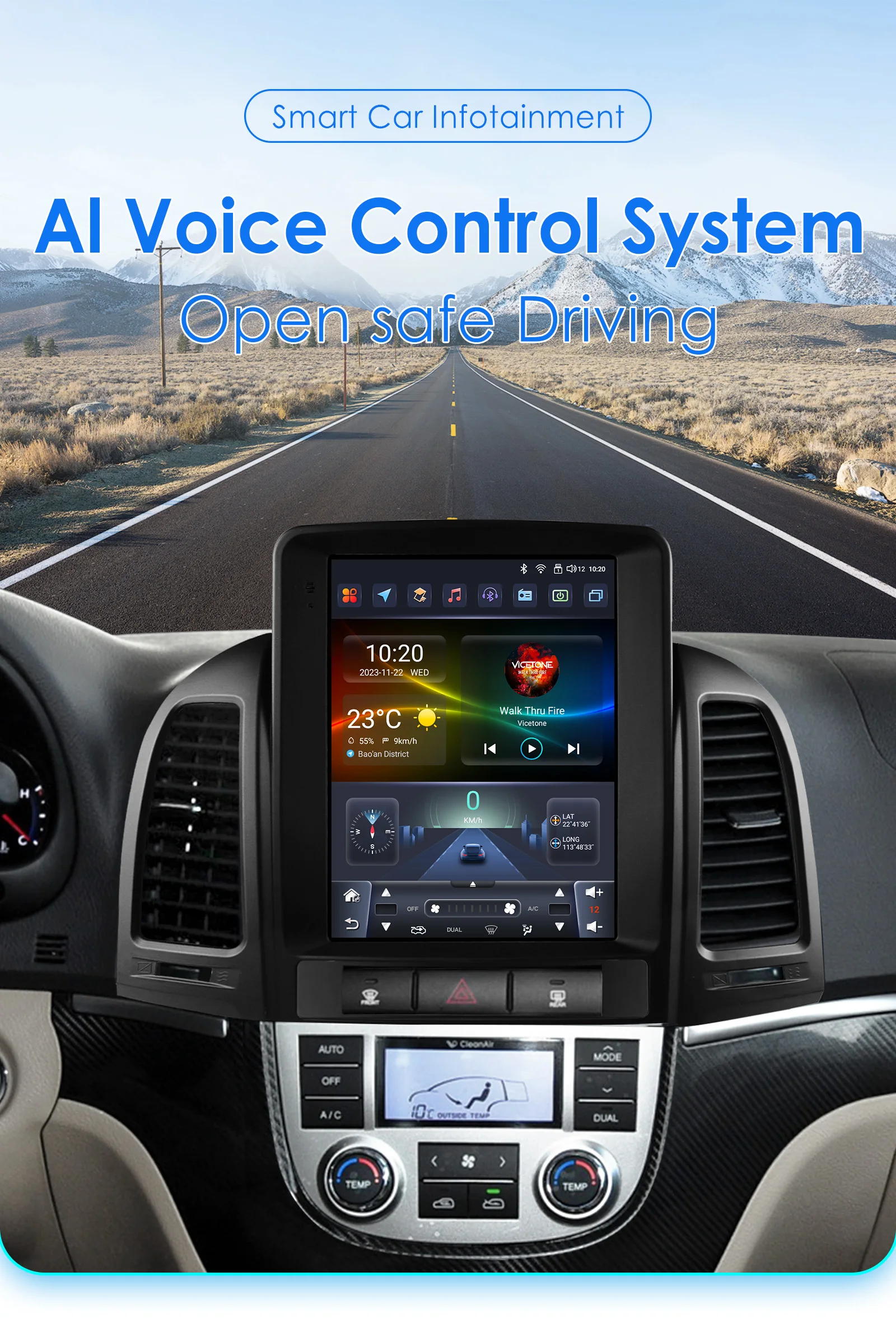 9,7 "2DIN Carplay Android 14 Auto Auto radio für Hyundai Santa Fe 2 2006 - 2012 multimedia-player Autoradio 360 Kamera GPS bildschirm – Detail 2