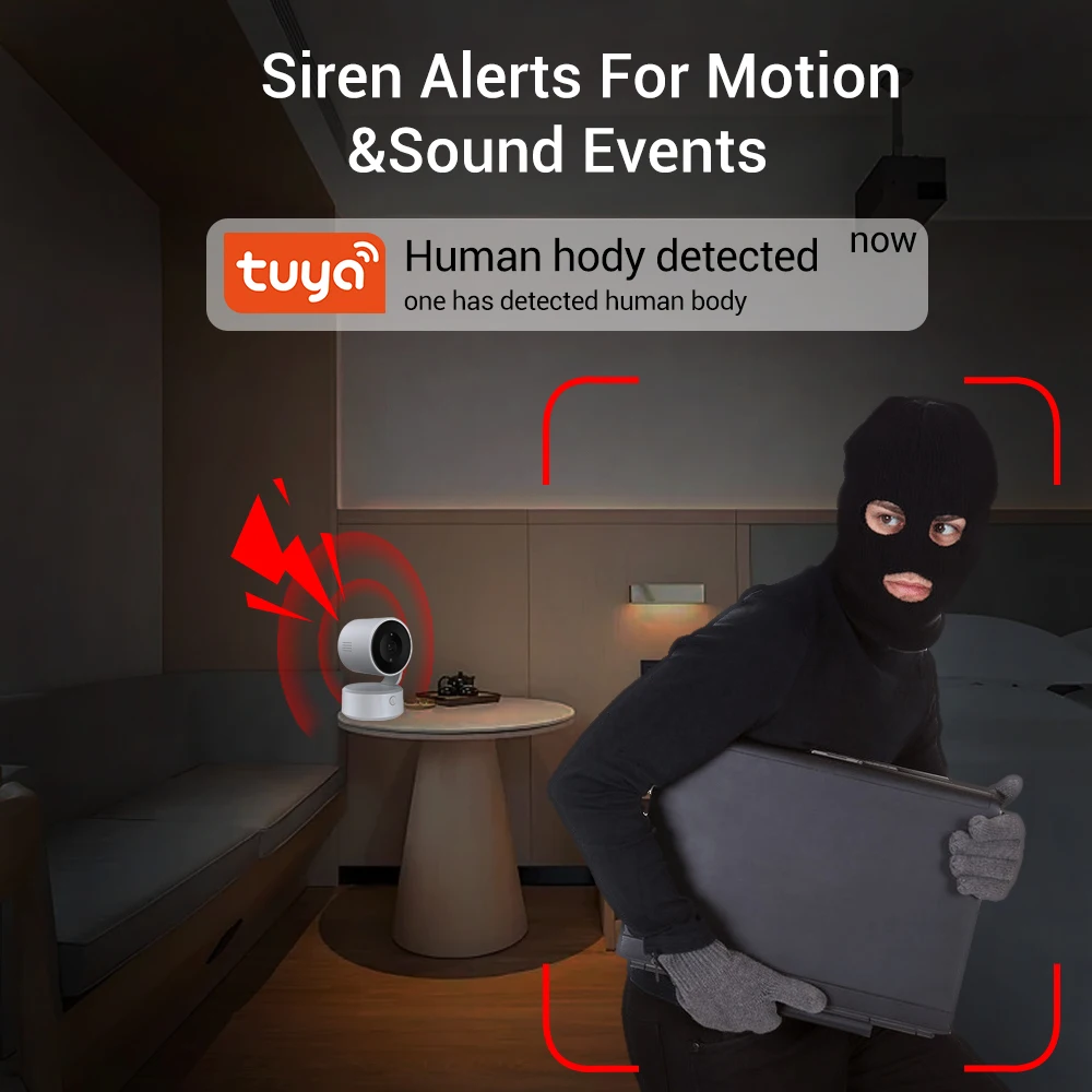 Tuya Wifi IP Camera 5MP One-touch Call Indoor Baby Monitor Auto Tracking Color Night Vision PTZ 360° Surveillance Cameras