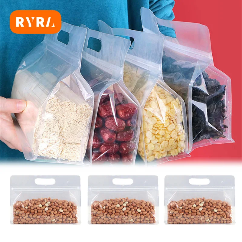 1pc Clear Food Storage Bag, Portable Transparent Frosted Eight-sided  Plastic Sealing Bag, Vacuum Sealer Bags, Home Kitchen Supplies