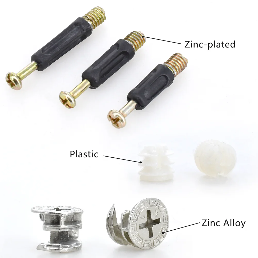 M6 Length 32 35 40mm 90pcs/set Eccentric Wheel Nut 3 in 1 Furniture Connecting Kit ConnectorBolt clothes cabine desk link fixer