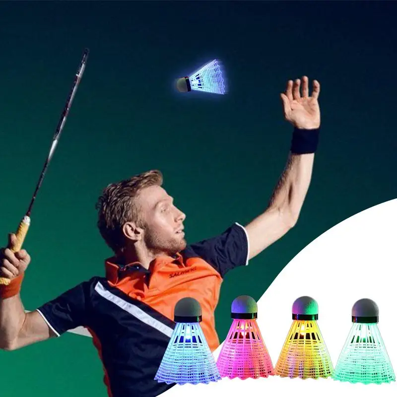 LED Badminton Shuttlecocks Cool Creative Glowing Nylon Badminton Colorful Night Lighting High elasticity 4pcs