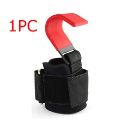Enhanced Weight Lifting Hook Grips with Wrist Support for Gym Fitness and Powerlifting (LWG-1PC-Red)