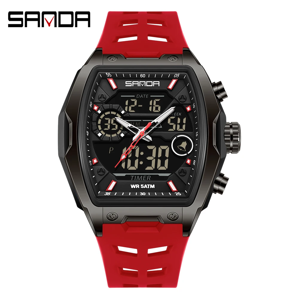 SANDA Dual Display Sports Chronograph LED Analog-Digital Military Watch