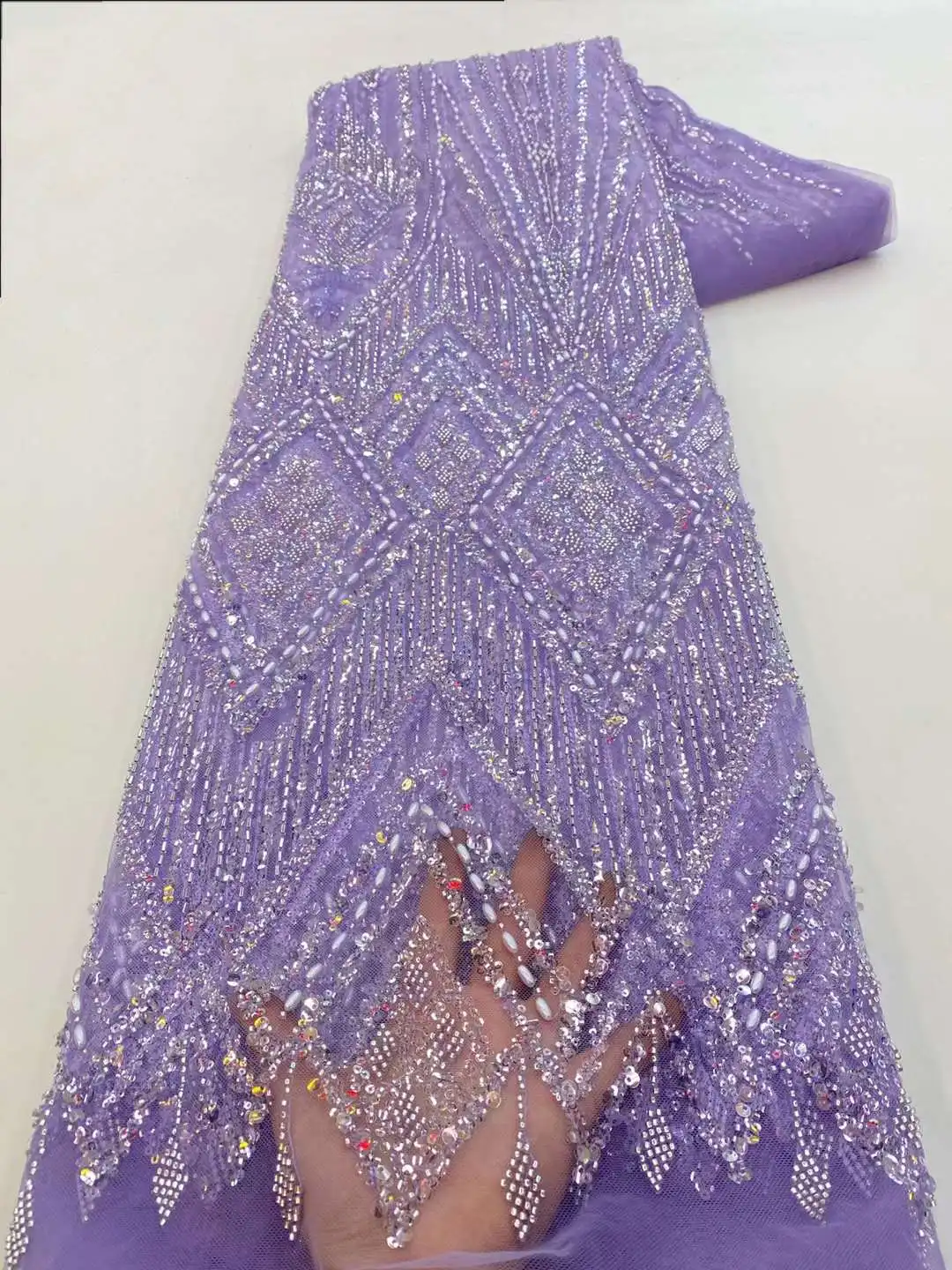 New arrival Hand-Made African 3D Lace Fabric 2022 High Quality French Tulle Net Special Sequins Beads For Nigeria Wedding