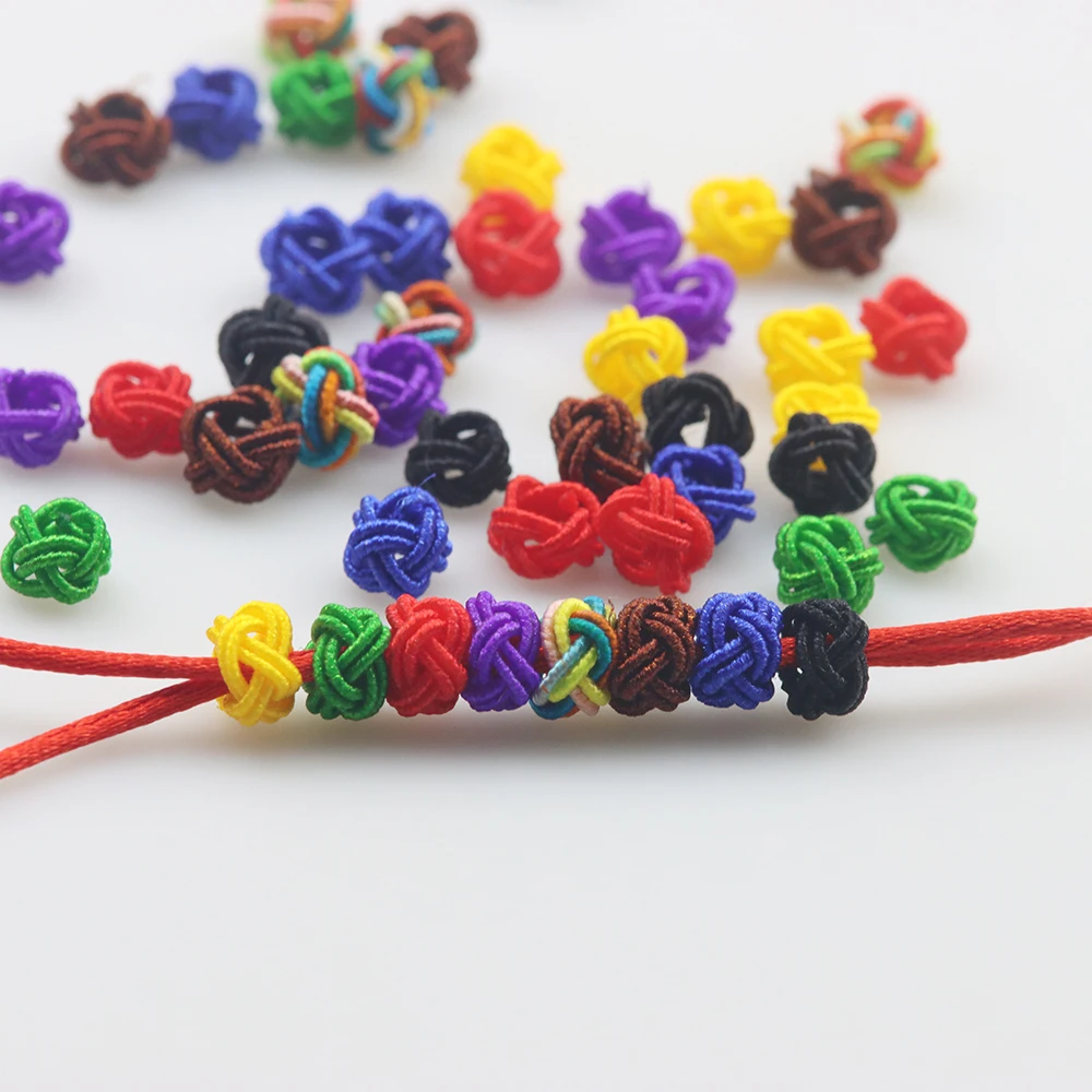 

6MM 10/30/50Pcs Color pineapple buckle rope buckle bead China knot braided buckle fringe hat bracelet DIY jewelry making