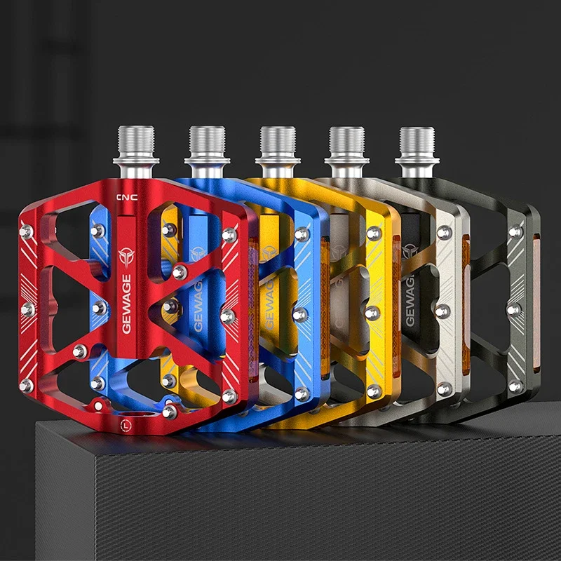 

GE-323 Mountain Bike Aluminum Alloy Flat Pedal IAMOK 3 Sealed Bearing Antiskid Pedals With Reflector 375g Bicycle Parts