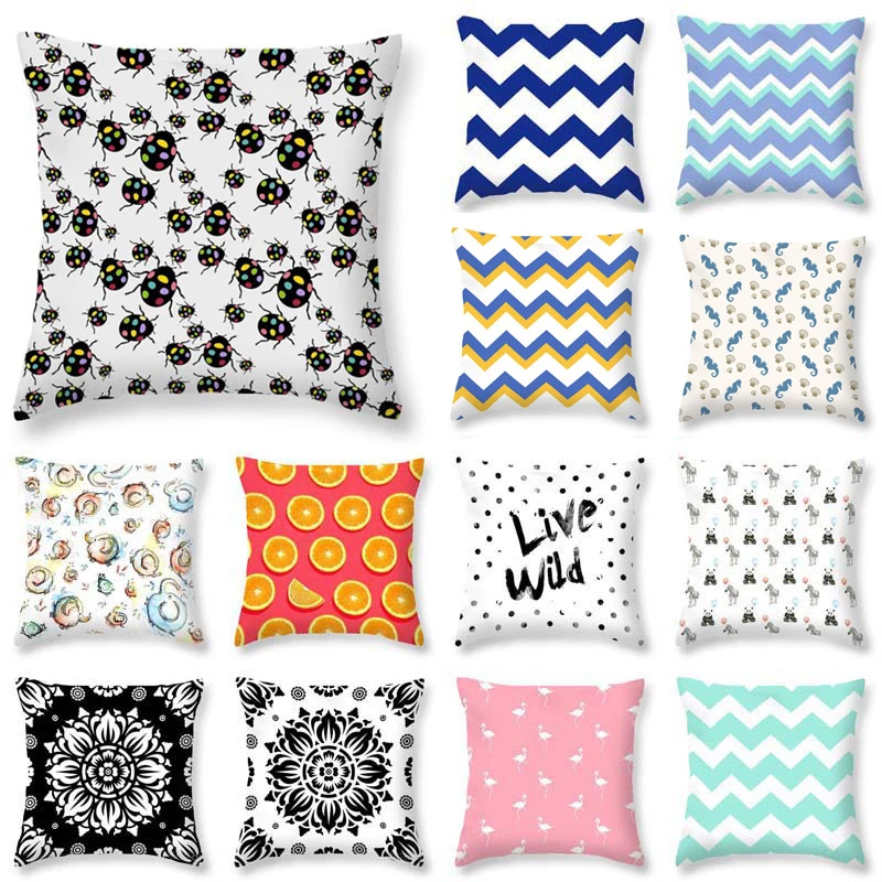 Lovely Ladybug Panda Animal Print Cushion Cover Geometry Throw Pillow Case Sofa Home Decor Pillowcase |