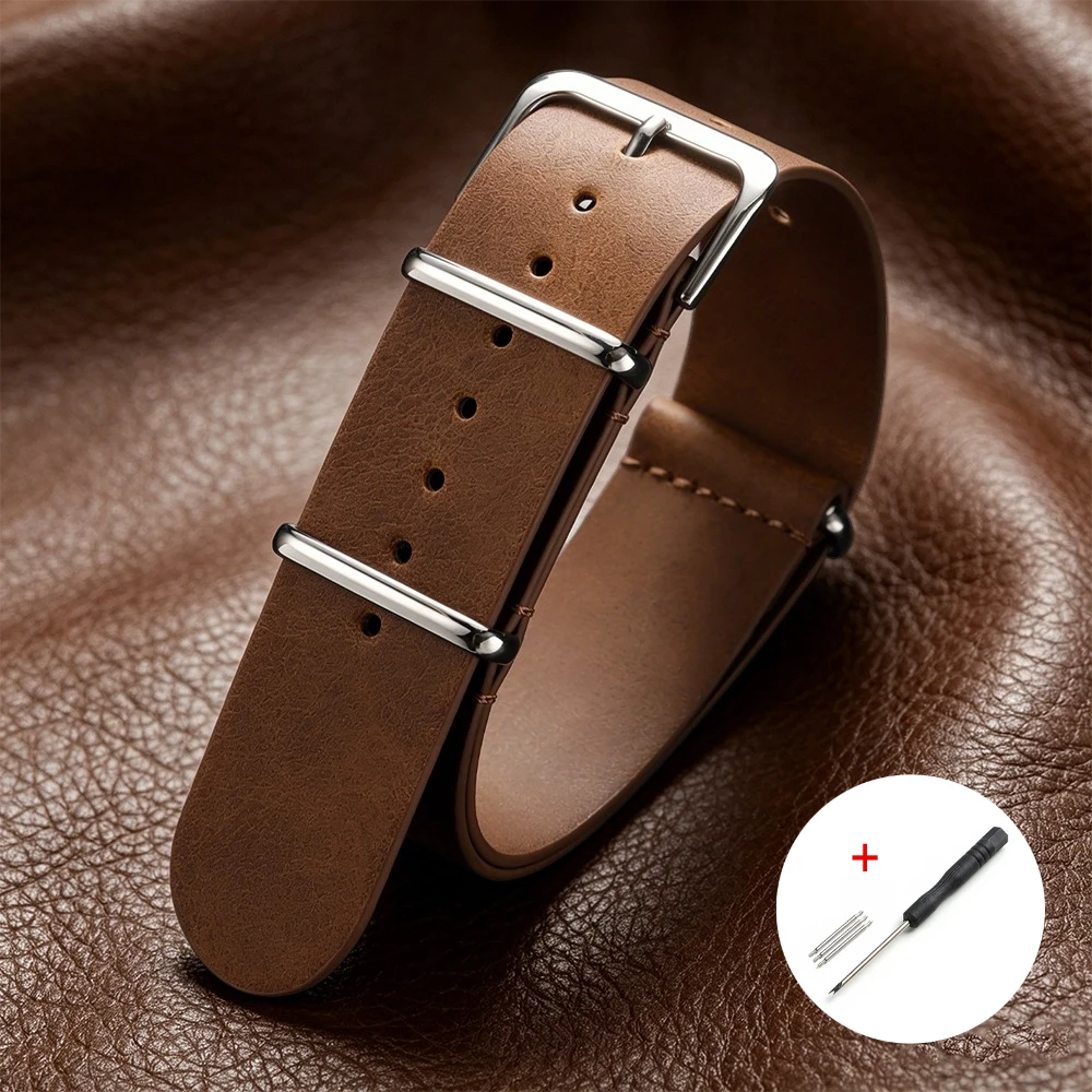 Vintage Leather Sport Watch Strap - Soft Replacement Wristband