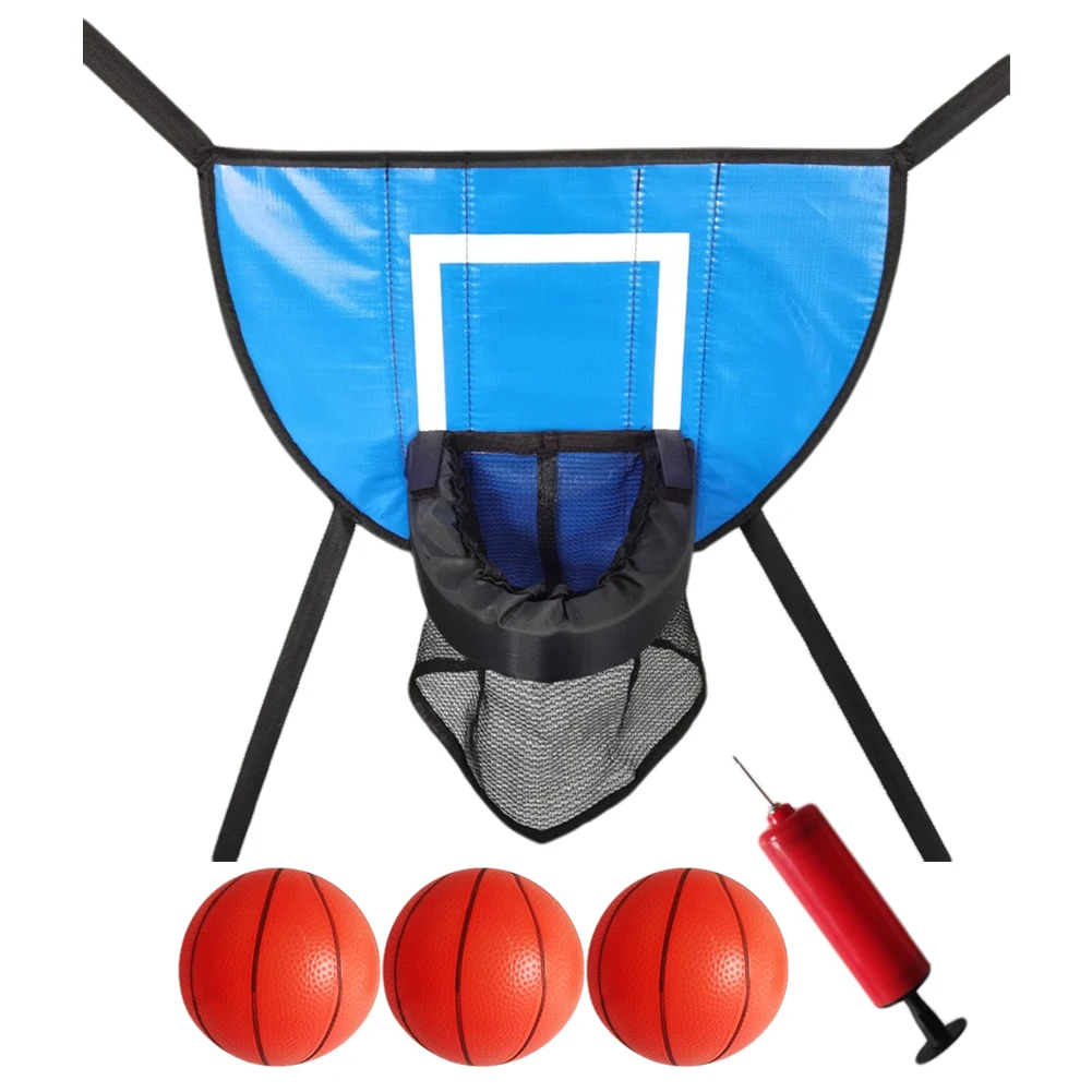 Trampoline Basketball Hoop Kit with Pump and Mini Ball Kids Sport Games Trampoline Accessory for and All Ages