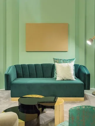 Retro simple three person sofa villa bedroom green sofa light luxury living room multi person combination