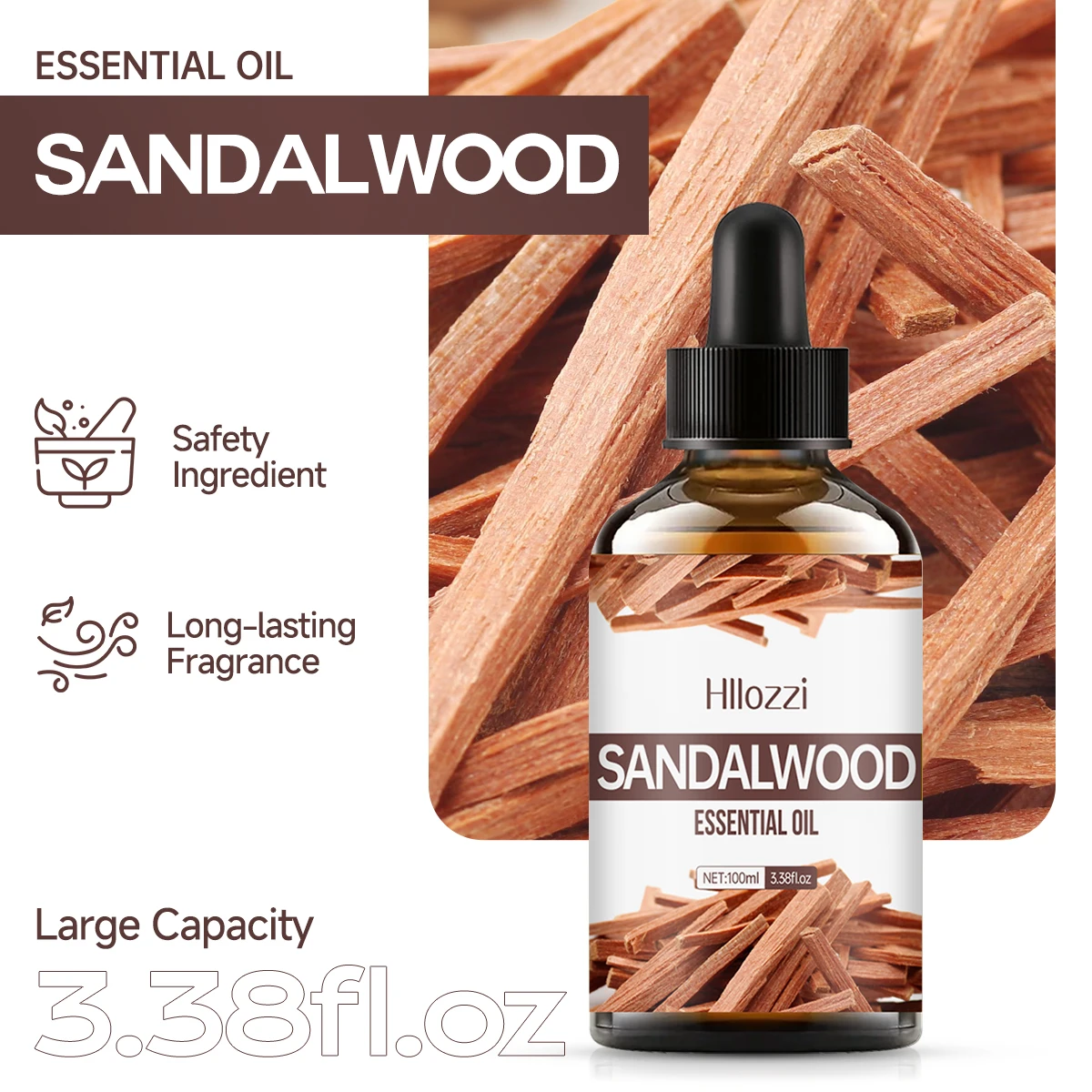 Sandalwood Essential Oil for Skincare, Massage, Bathing, and Aromatherapy