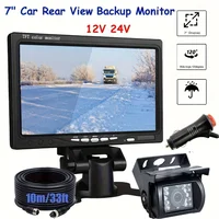 7" TFT LCD Monitor 4Pin 18 IR LEDs Night Vision Backup Parking Rear View CCD Camera System12-24V For RV Truck Trailer