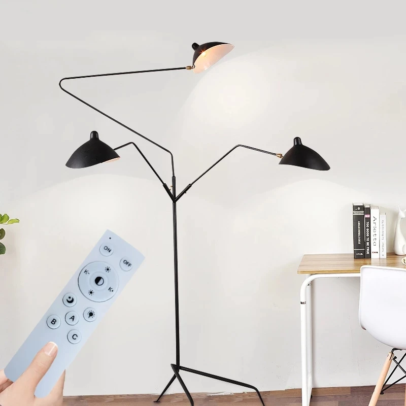 

Remote Designer Tripod LED Floor Lamp Nordic Adjustable Spider Arm Standing Light Loft Industrial Living Bedroom Indoor Lighting