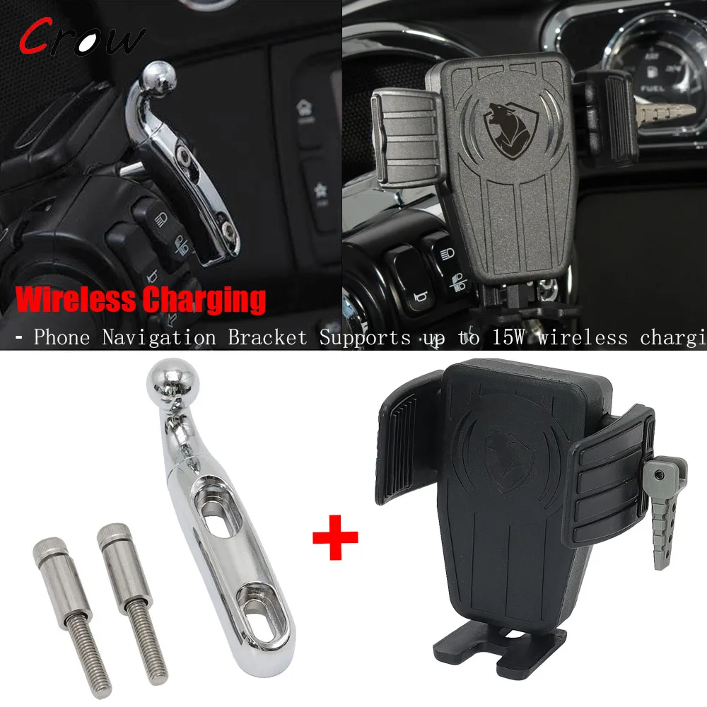 

Wireless Charging Navigation Bracket FOR Dyna Super Wide Glide Custom Sport Low Rider Street Motorcycle GPS Phone Holder