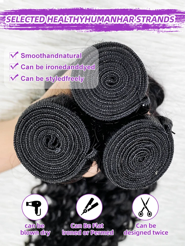 human hair extensions 30 40 Inches 3 4 5 Bundles Curly Loose Deep Wave Raw Human Hair Weave Double Weft Bundle Brazilian Remy Hair Extensions