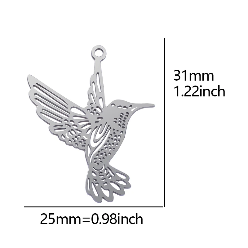 Hummingbird Pendants Metal Charms (6 pcs)
