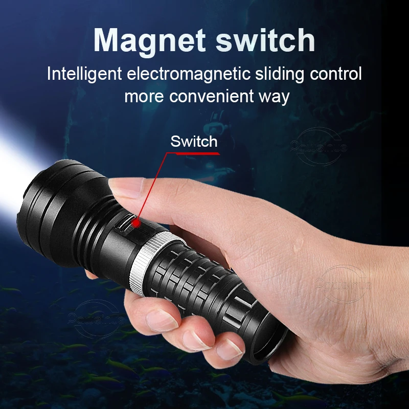High Power 10000LM Diving Flashlight XHP300 LED Ultra Bright Professional Diving Torch IP8 Highest Waterproof Fishing Flashlight