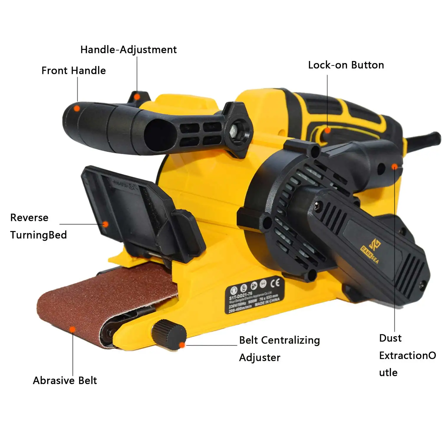 Belt Sander 200-400RPM Variable-speed Control 2 in 1 Vacuum Adapter Dust Bag For Stock Removal belt sander