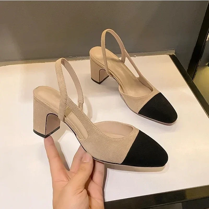 Spring and Autumn New European and American Women's Casual Shallow Mouth Shoes Thick Heel Flat Bottom Colored Fashion Sandals