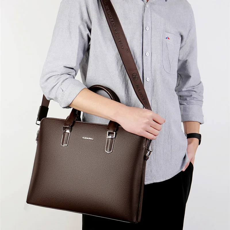 Cow Genuine Leather Business Men's Briefcase High Capacity Male Shoulder Bag Men Messenger Bag Tote Computer Bags leather briefcase
