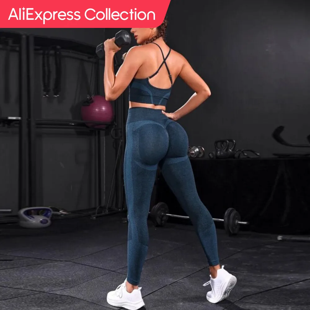 AliExpress-Fato de treino sem costura feminino, Conjunto Yoga, Workout  Sportswear, Roupa de Academia, Leggings de Cintura Alta, Fitness, 2 pcs