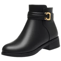 Anti-slip Soft bottom Keep WarmWomen Leather Pu Ankle Waterproof Rubber Walking Shoes Girls Fashion Ladies Winter Short Boots - Image 5