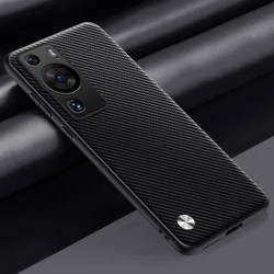 Luxury PU Leather Matte Silicone Full Protection Phone Case for Huawei P60 Art (Matte Black)