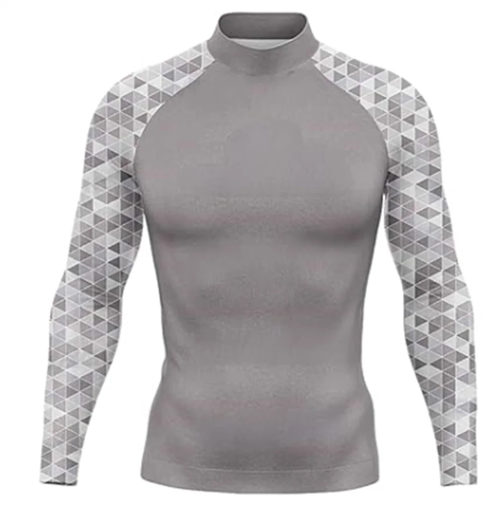 Surf Clothing Men Summer Tights Long Sleeve Swimsuit Rash Guard Surf T-Shirt Swimming Diving Tops Quick Dry