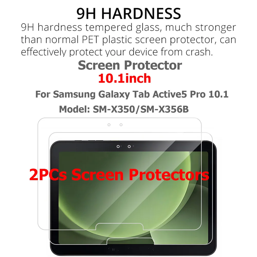 Premium Clear Tempered Glass Screen Protector for 10.1-Inch Tablets - 2 Pack