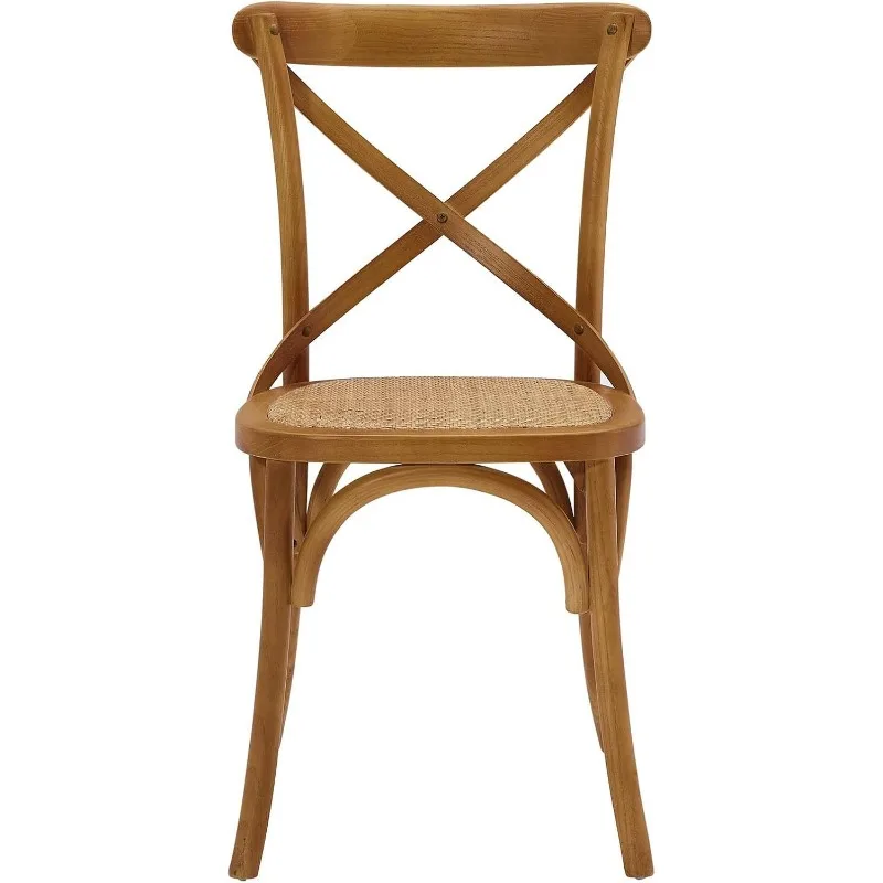 Modway Gear Rustic Modern Farmhouse Elm Wood Rattan Dining Chair in Walnut 6