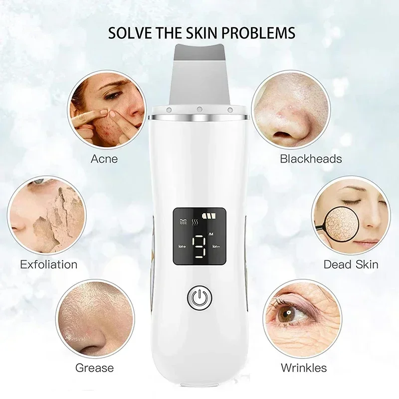 Facial Scrub Skin Scraper Facial Blackhead Remover 4 Modes Pore Extractor Scraper Deep Cleaning Skin Care