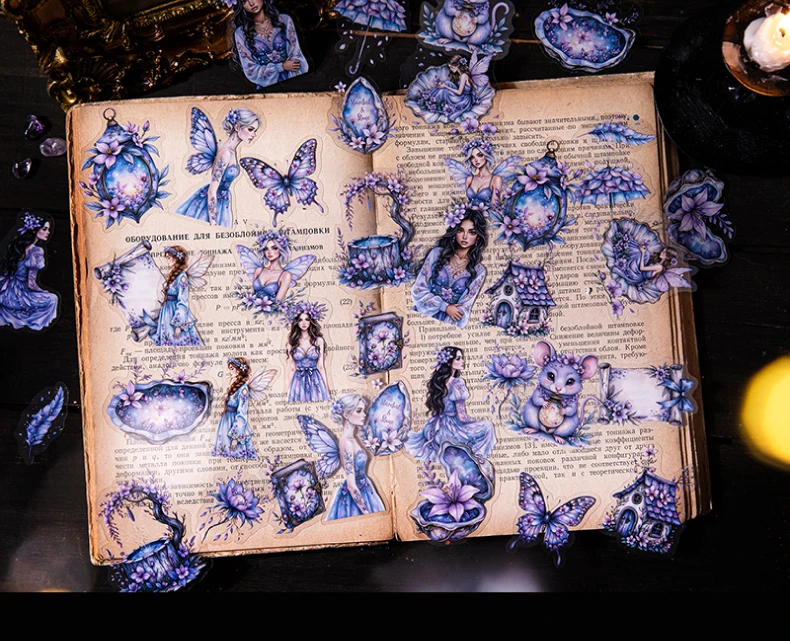 JIANQI 40 Stück Fairy Girl Series PET-Material Dekorative Aufkleber Tagebuch Album Scrapbooking-Material Junk Journal Supplies – Detail 14