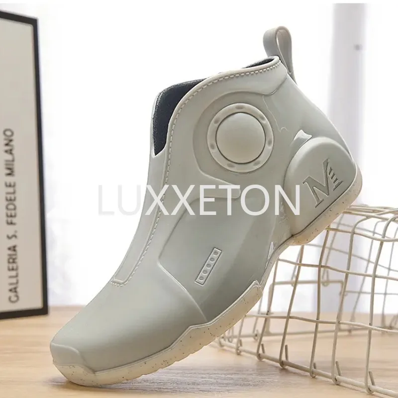 

Нескользящие рабочие ботинки для кухни, уличная водонепроницаемая обувь для мойки автомобиля, Мужская модная верхняя одежда, универсальные резиновые ботинки на толстой подошве