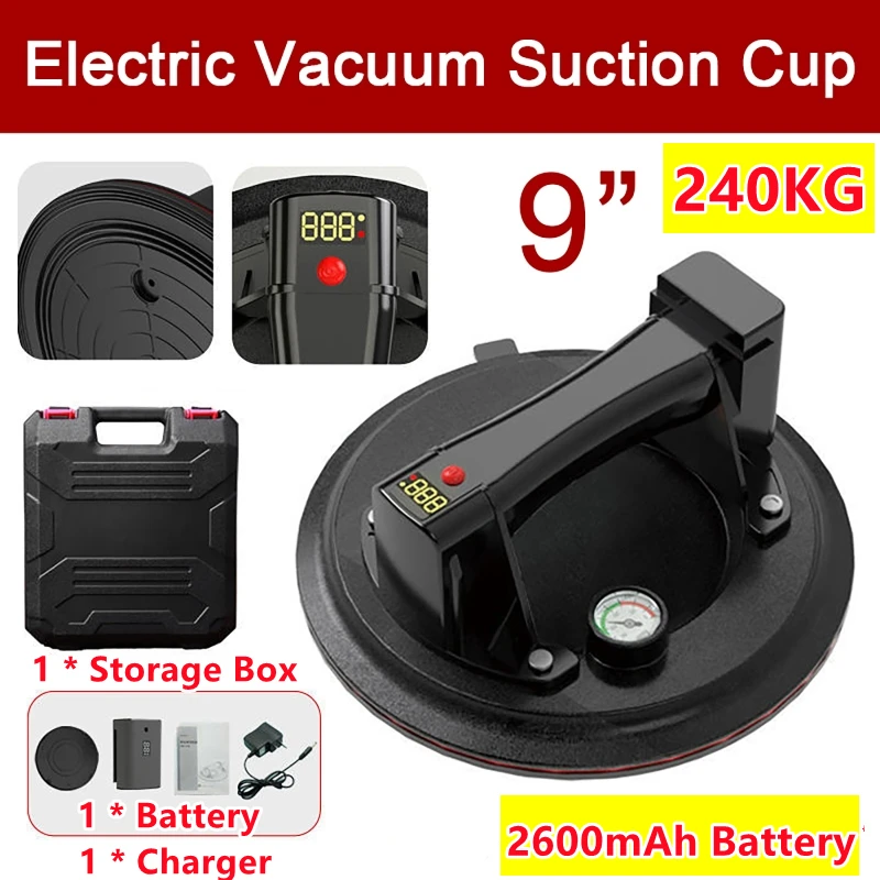 

240KG Load Heavy Electric Vacuum Suction Cup Lifter Glass Tile Suckers Industrial Air Pump LED Display Sucker Lifting Tool