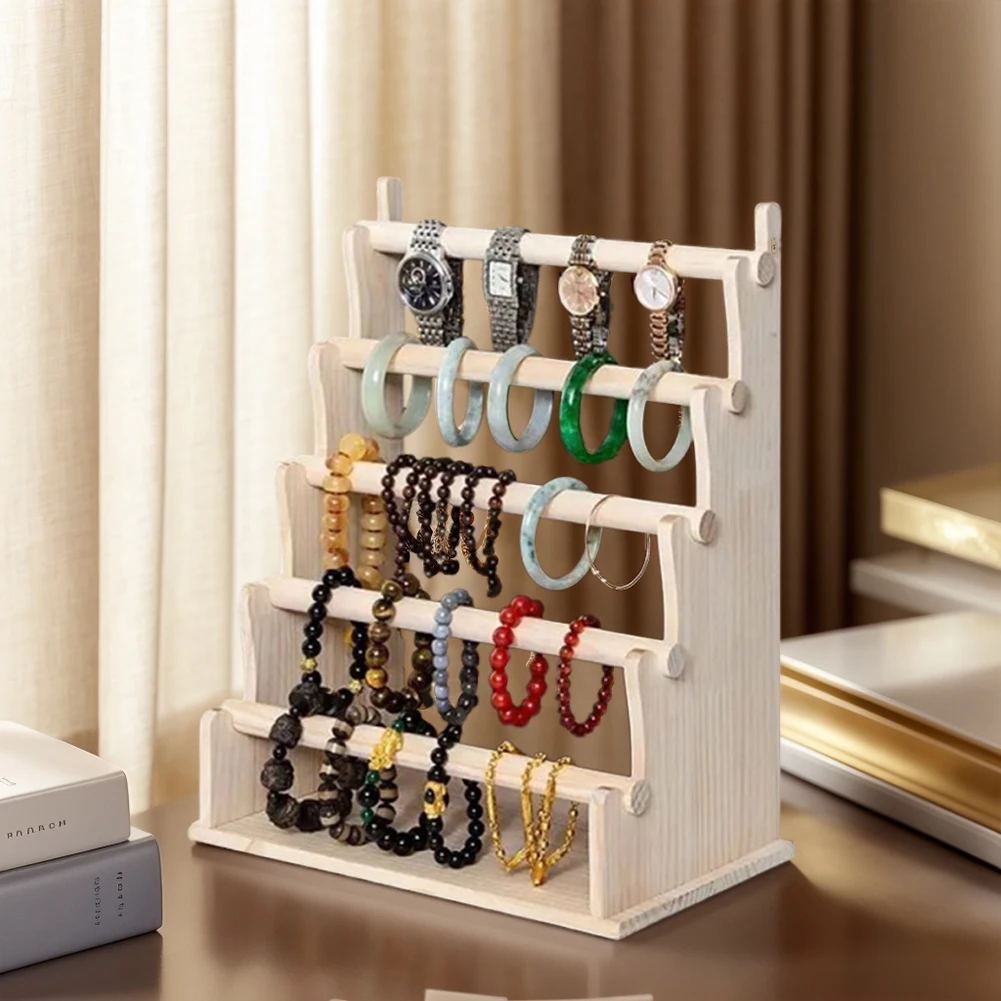 5 Layer Wooden Bracelet Holder Bracelet Display Stand Jewelry Organizer