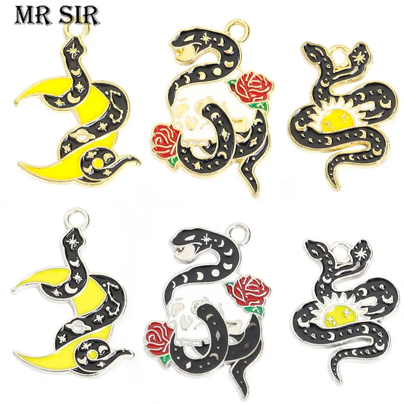 

10 шт., эмалированные подвески в форме змеи