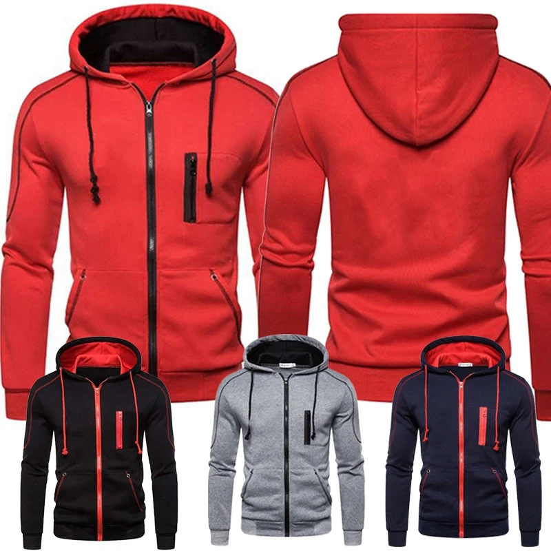 Personality Hoodies Men's Fashion Slim Fit Hoodie Hooded Casual Spring Autumn Winter Fleece Zipper Jackets