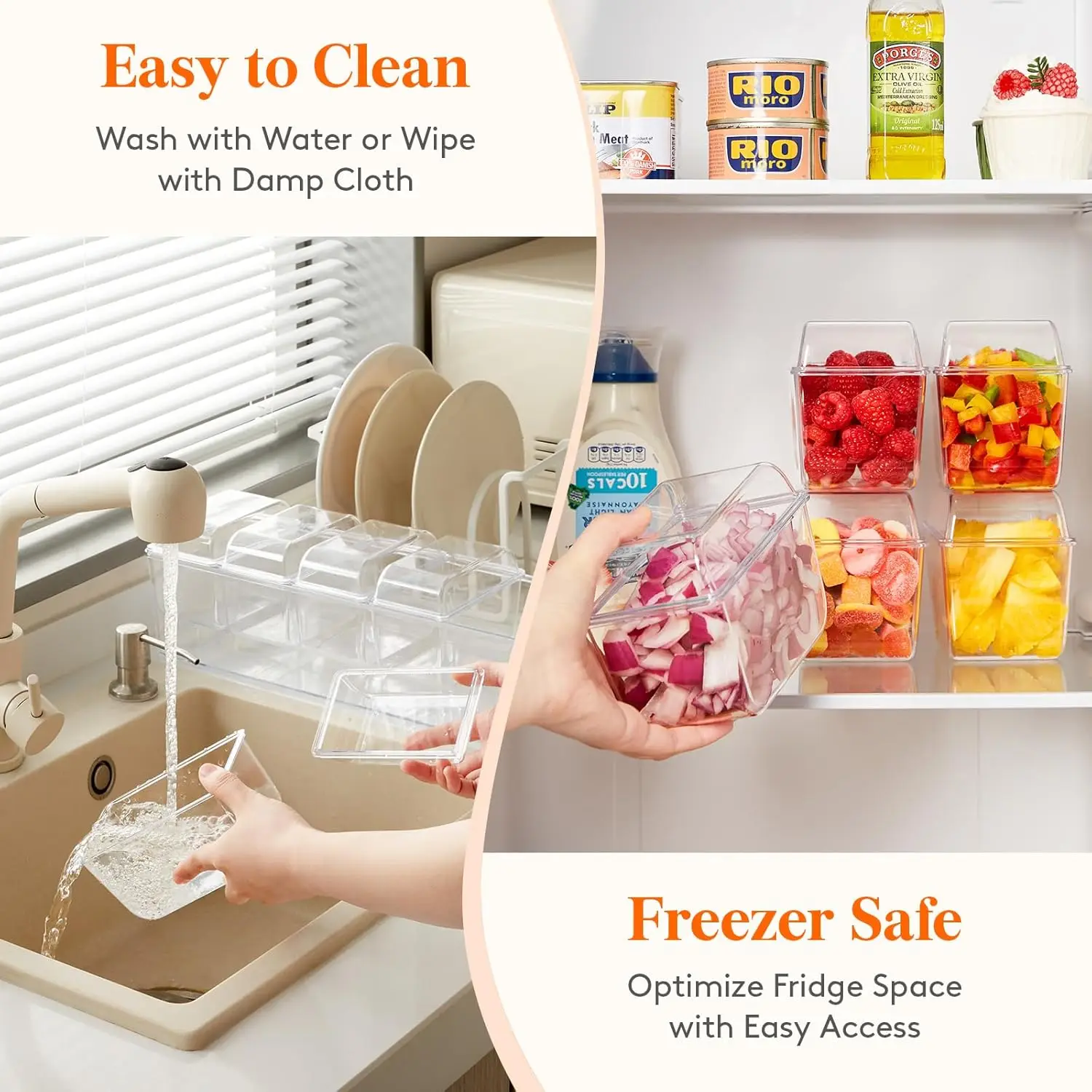 5 Compartment Clear Party Platter Fridge Kicthen Tray 10 Packs 8lbs Storage Bags Serving Dishes for Veggie Fruits Appetizer