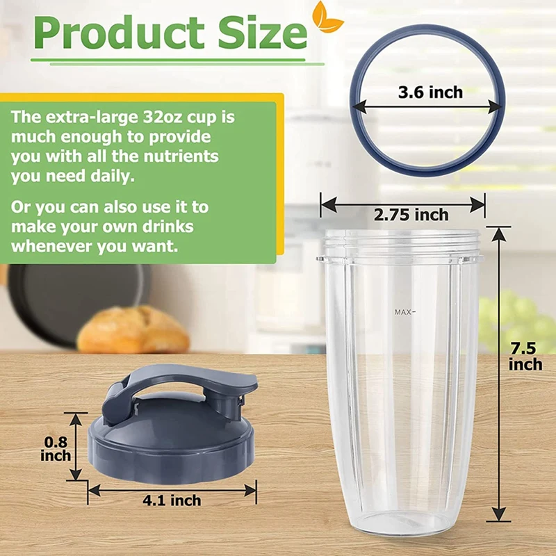 2 Pack 24 oz Tall Cup and Extractor Blade Replacement Part Compatible with Nutribullet 600W 900W Blenders NB-101B NB-101S NB-201