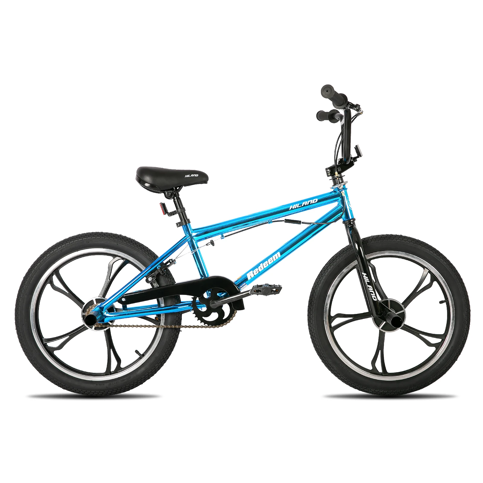 

Hiland 20 Inch 5 Spoke Kids BMX Bike for Boys Girls Ages 7-13, 360 Degree Rotor Freestyle, 4 Pegs Single Speed BMX Bicycle