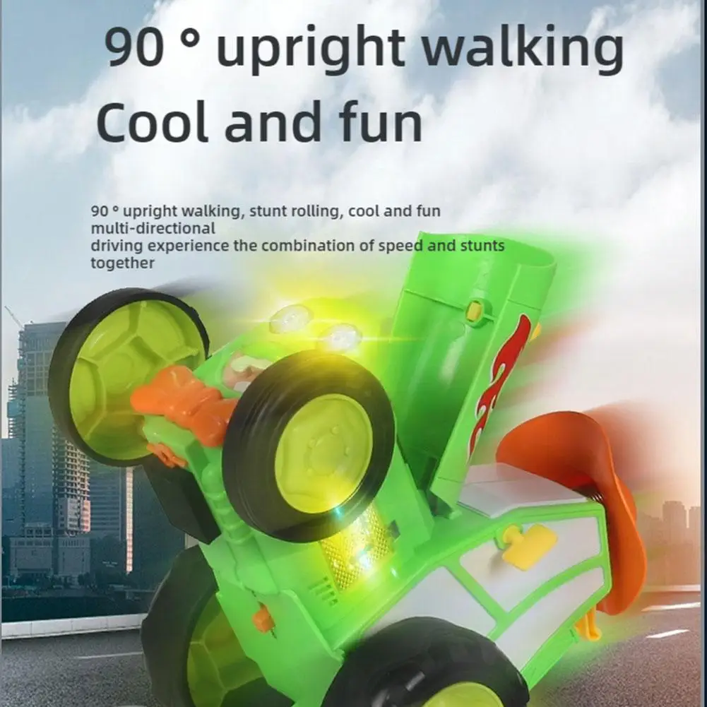 Crazy Jumping Car Remote Control Tumbling Electric Tractor Rotating LED Light Dancing Cool Stunt Car Children Christmas Toy Boy 3