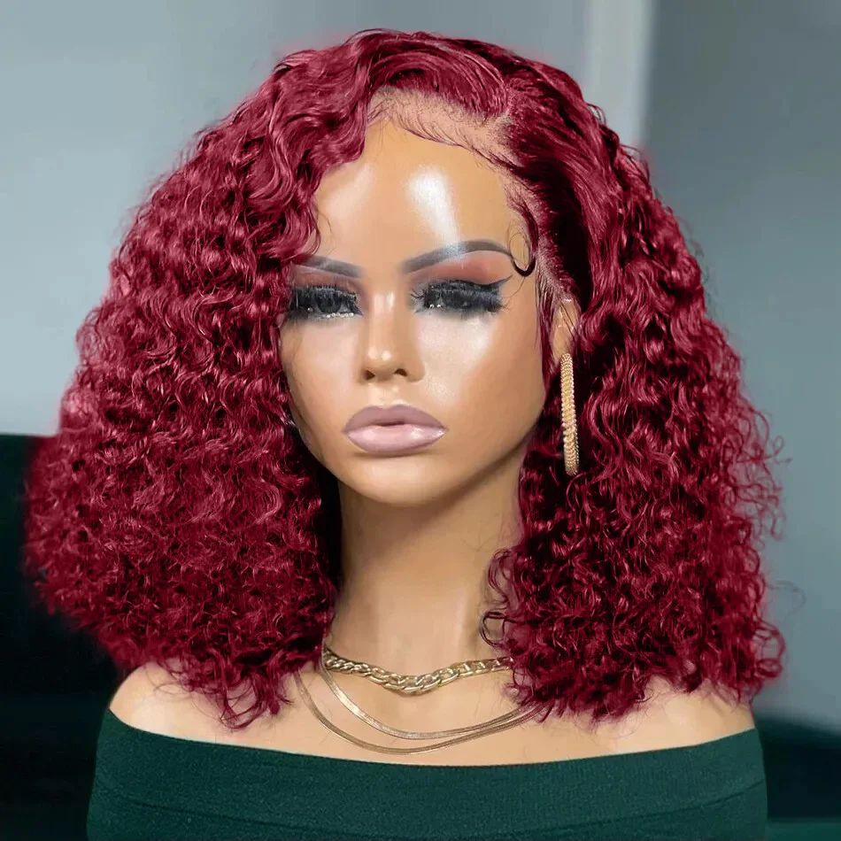 250 Density 14 16 inch 13X4 Lace Frontal Wigs Short HD Deep Wave