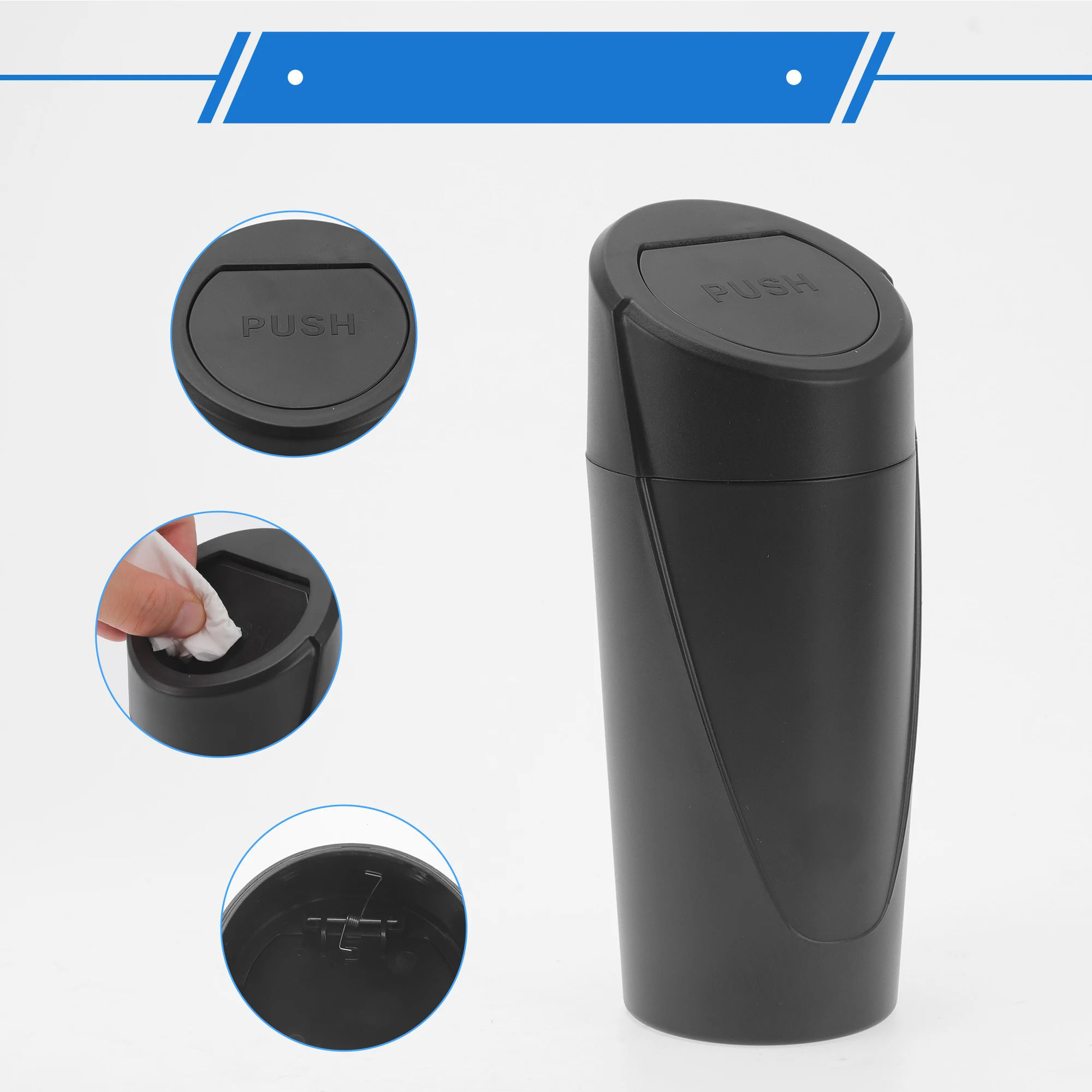 Car Trash Can Portable Universal Dustbin Storage Case with Lid 8x20cm Interior Accessories