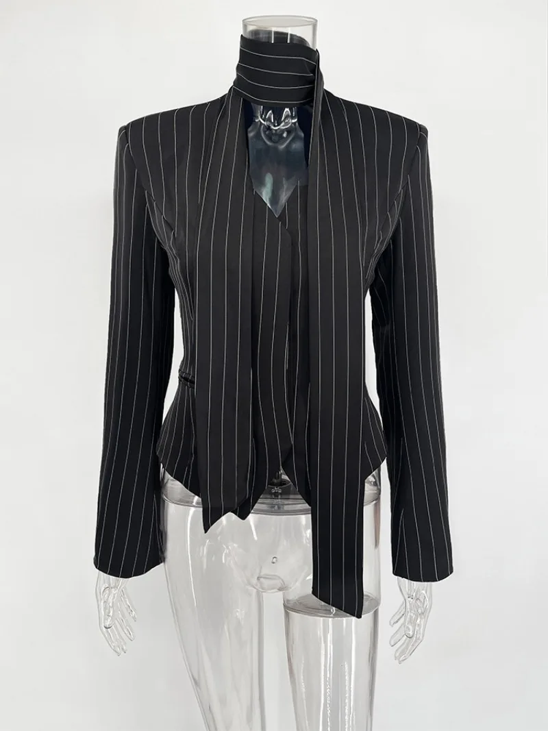 Model wearing skirt suit